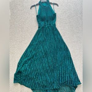 Metallic Crinkle Halter Dress -